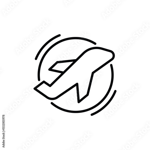 Takeoff Airplane Flight Icon with Motion Lines Outline Thin Line Symbol