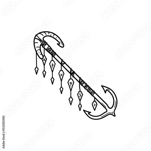 Black Lined Leviathan Harpoon with Ocean Runes Icon