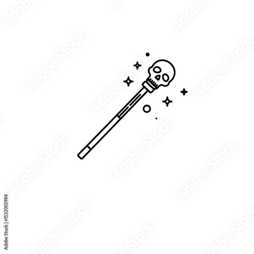 Black Lined Levitating Skull Wand Icon
