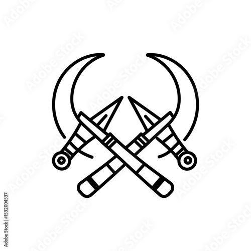 Black Lined Twin Crescent Daggers Icon