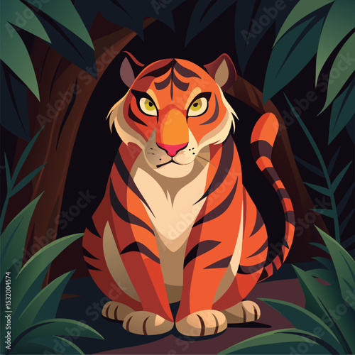Vector illustration of a Jungle Tiger Portrait.