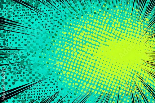 Retro Inspired Bright Turquoise and Green Artwork
