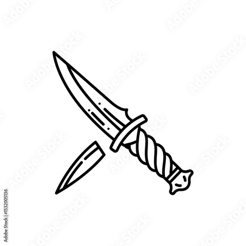 Black Lined Curved Assassin Dagger with Twisted Handle Icon