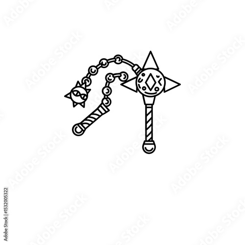 Black Lined Enchanted Flail with Spinning Heads Icon