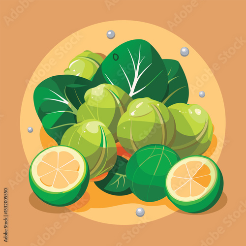 Fresh green vegetables and citrus.