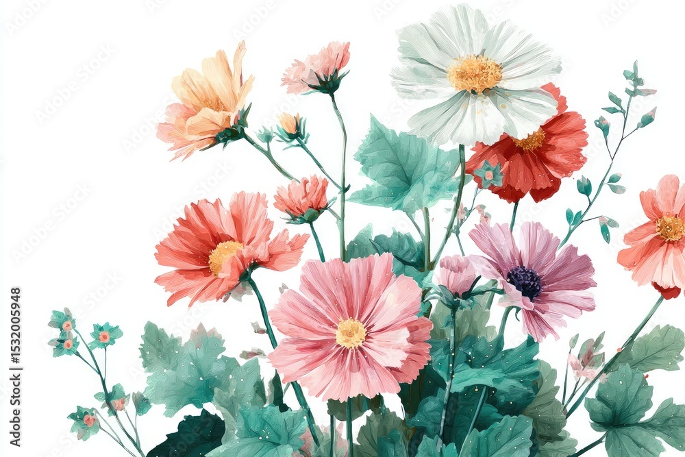 Fototapeta premium Vibrant bouquet of pastel flowers