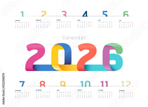 2026 calendar design template vector.