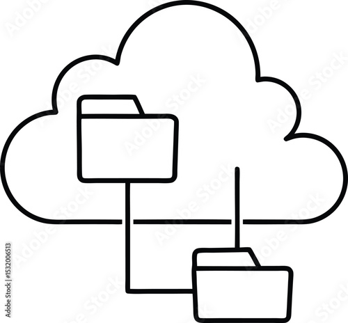 Cloud Folder Management System Illustration vector Line art