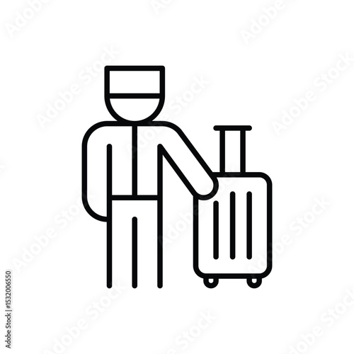 Bellhop with Luggage Icon Outline Style Thin Line Vector