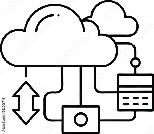 Company Data Migration to Cloud Concept vector Line art
