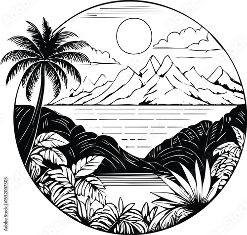 tropical island with palm trees
