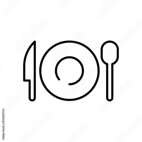 Food and Cutlery Icon Thin Line Outline Style Symbol for Eatery Menu or Meal Time Concept