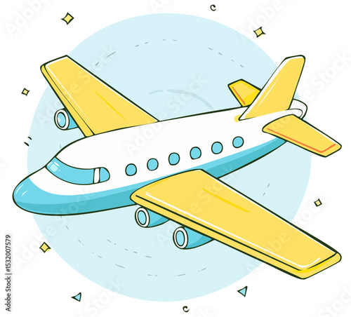 Yellow and Blue Airplane Graphic