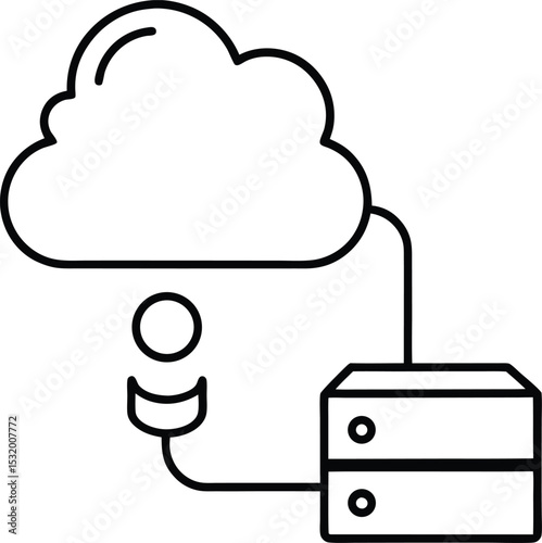 Vector of Data Sync Between Cloud and Hard Disk vector Line art