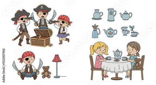 Children's Imaginary Playtime Adventures Pirates Treasure Tea Party Joy and Imagination