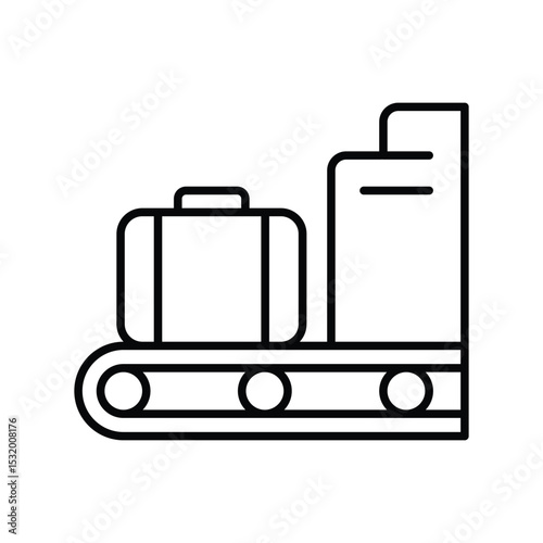Airport Baggage Claim Icon Outline Style Thin Line Symbol with Luggage on Conveyor Belt