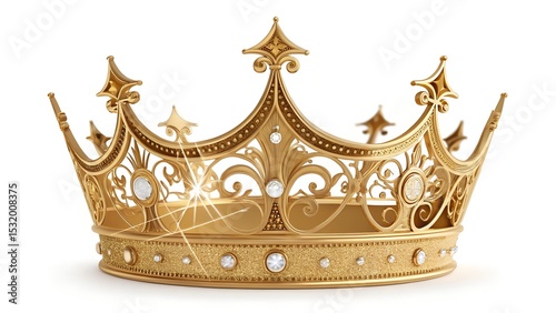 Golden crown on a white background. 3d illustration.