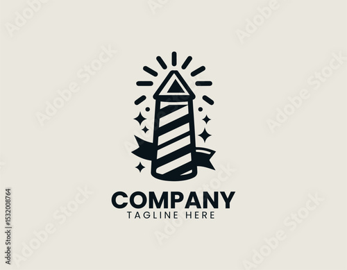 Festive Party Popper Dynamic Streaks Celebration Joyful Vector Logo Design