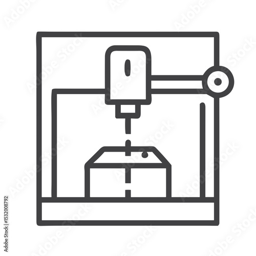 3D Printing Machine Icon for Technology Blogs, Manufacturing Websites, Educational Materials, Design Projects and Industrial Visualization