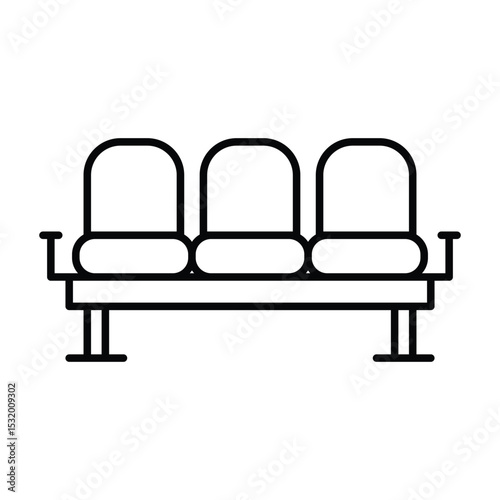 Waiting Area Seat Icon Outline Style Thin Line Symbol for Public Seating or Lounge