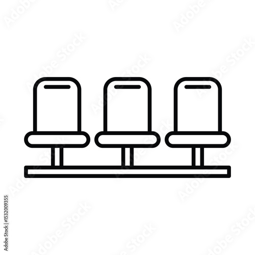 Outline Icon of Bench or Waiting Chairs Thin Line for Public or Commercial Seating