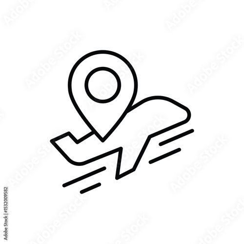 Airplane Tracking Icon Outline Style Thin Line for Flight Route Location and Travel Concept