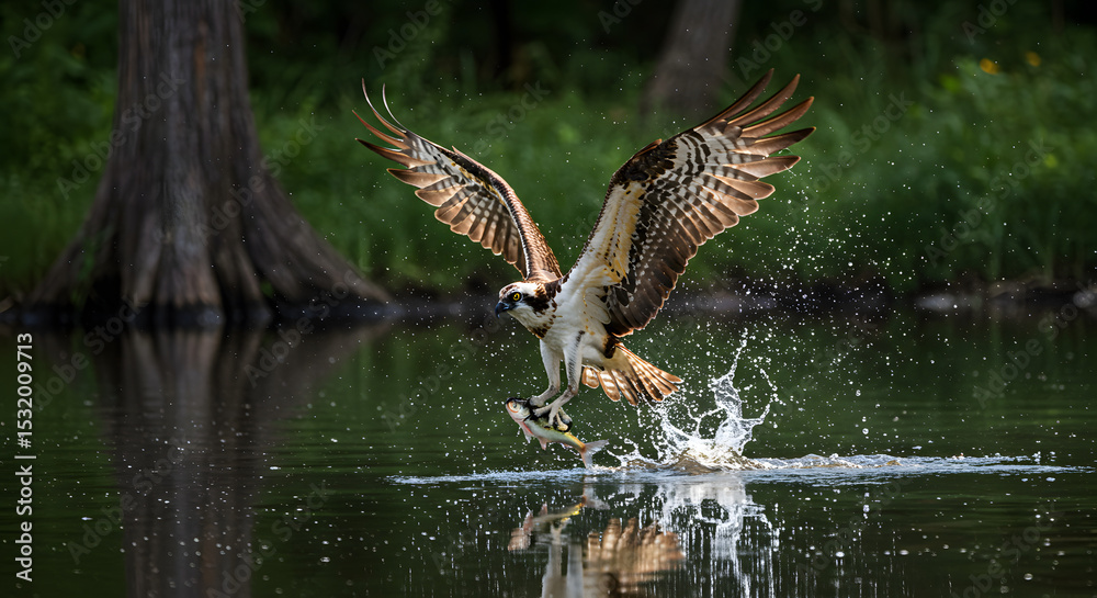 Fototapeta premium Fish Catching Osprey PNG