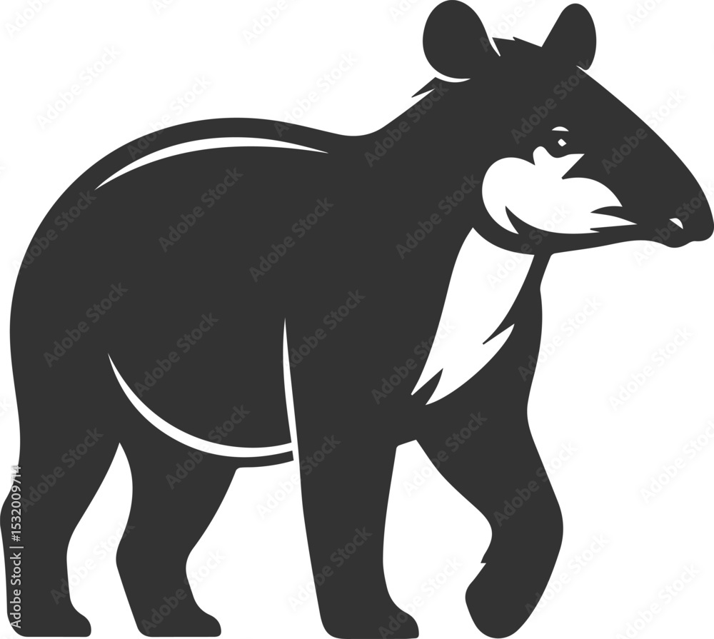 Fototapeta premium Animal vector silhouette of a tapir