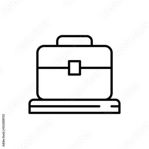Outline Icon of Baggage Carousel with Briefcase Thin Line Symbol for Airport Luggage Handling