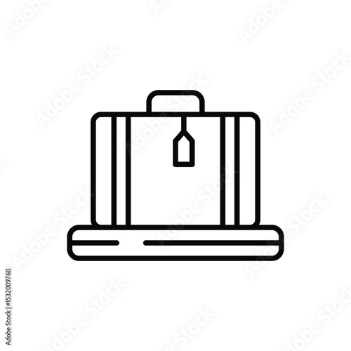 Business Suitcase on Conveyor Belt Icon Thin Line Outline Style for Travel or Transport Concept