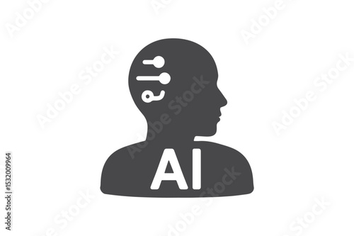 AI Avatar silhouette vector with white background