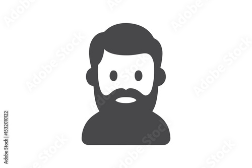 Bearded Man Symbol silhouette vector with white background