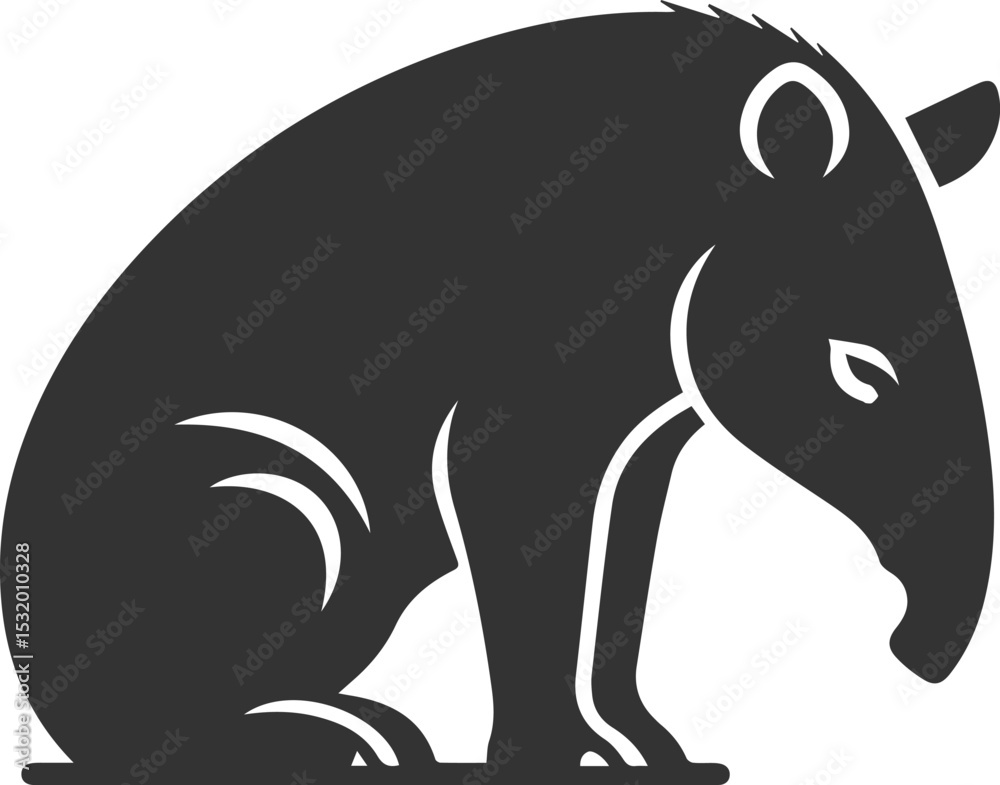 Fototapeta premium Animal vector silhouette of a tapir