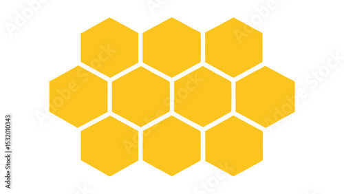 Illustration of a honeycomb structure featuring hexagonal cells and yellow color scheme