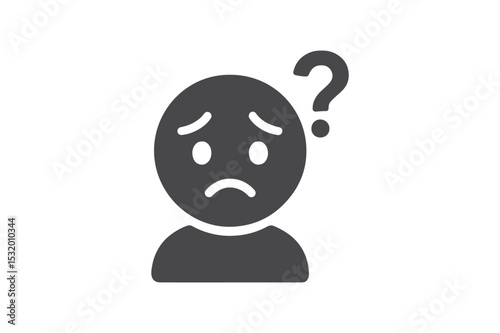 Confused Face silhouette vector with white background