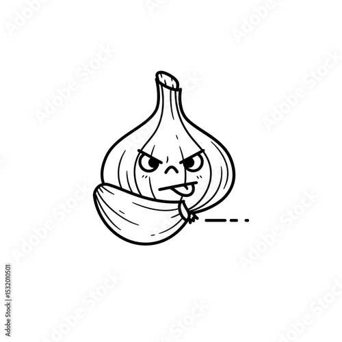 Black Line Icon of Sneaky Garlic Clove Character