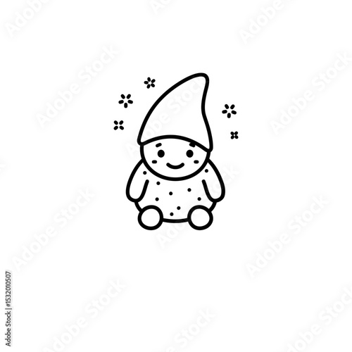 Black Line Icon of Soft Gnocchi Character