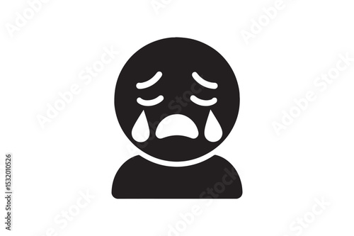 Crying Face silhouette vector with white background