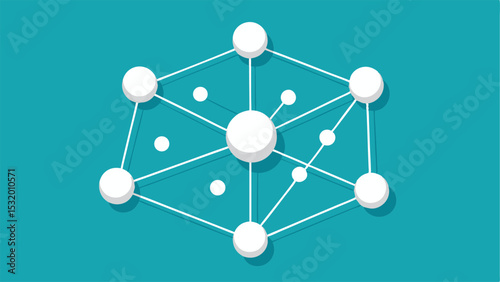 Isometric network illustration with nodes and connections suitable for data visualization