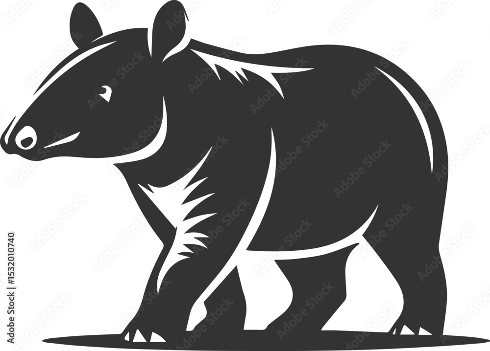 Fototapeta premium Animal vector silhouette of a tapir