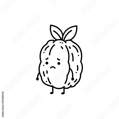 Black Line Icon of Worried Raisin Character
