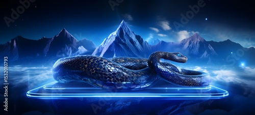 Galaxy Version of snake world, ai generative