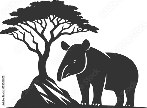Animal vector silhouette of a tapir