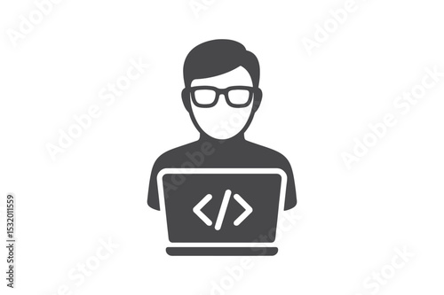 Programmer Profile silhouette vector with white background