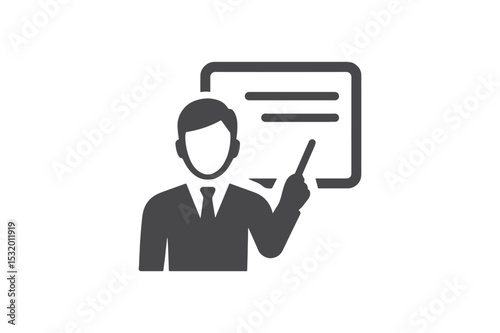 Teacher Icon silhouette vector with white background