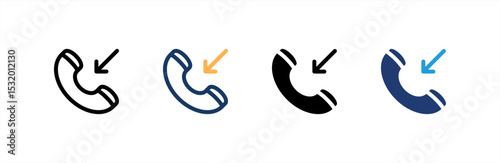 Incoming Call  icon set multiple style collection. Vector illustration.