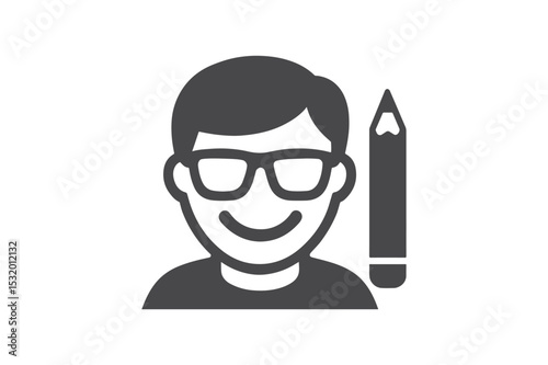 Writer Face silhouette vector with white background