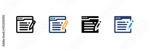 Web Browser icon set multiple style collection. Vector illustration.