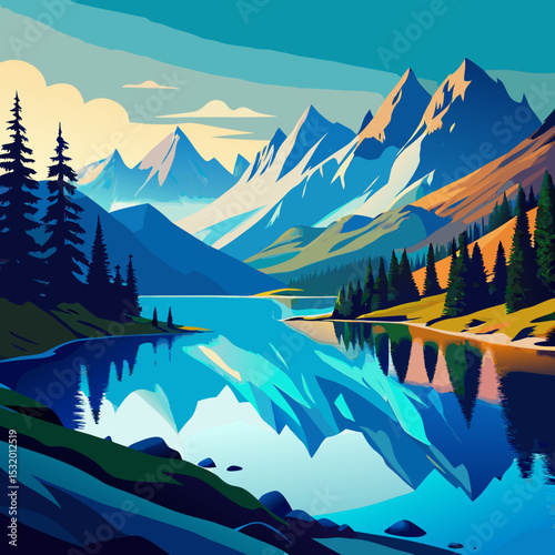 A mountain lake with vivid blue water in the Pyrenees

