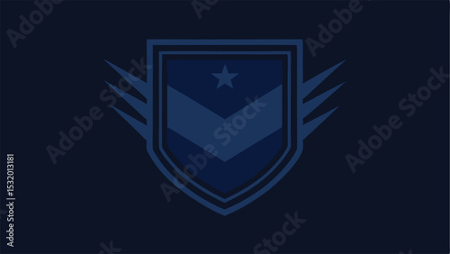 Navy blue shield design featuring star and winged elements ideal for branding